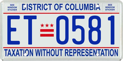 DC license plate ET0581