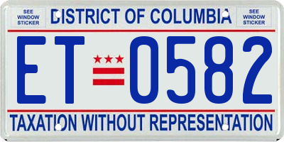 DC license plate ET0582