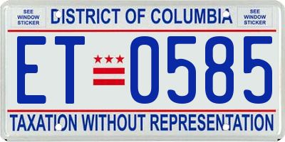 DC license plate ET0585