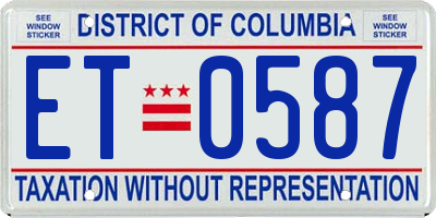 DC license plate ET0587