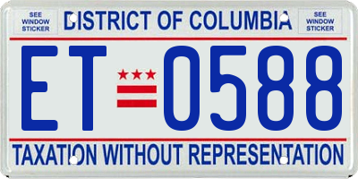 DC license plate ET0588