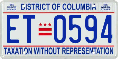 DC license plate ET0594