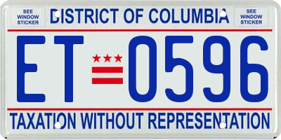 DC license plate ET0596