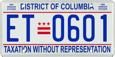 DC license plate ET0601