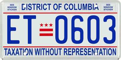 DC license plate ET0603