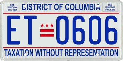 DC license plate ET0606