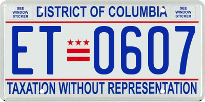 DC license plate ET0607