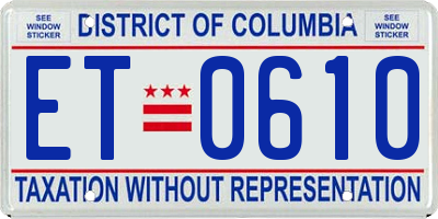 DC license plate ET0610