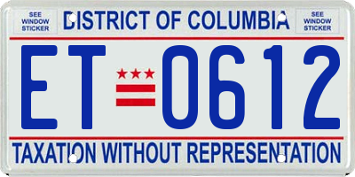 DC license plate ET0612