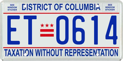 DC license plate ET0614