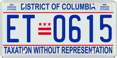 DC license plate ET0615