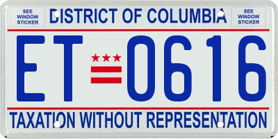 DC license plate ET0616