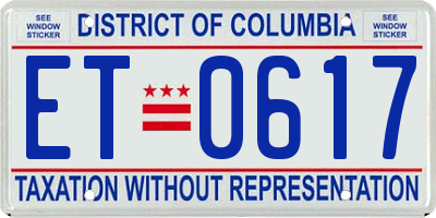 DC license plate ET0617