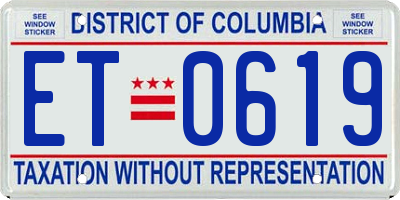 DC license plate ET0619