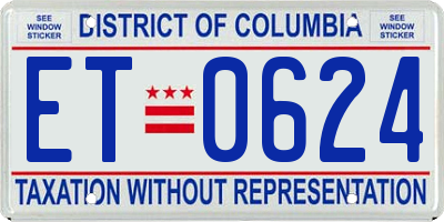 DC license plate ET0624