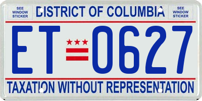 DC license plate ET0627