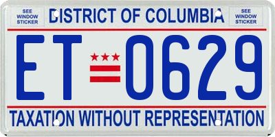 DC license plate ET0629