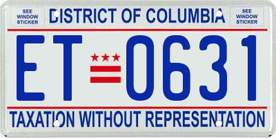 DC license plate ET0631