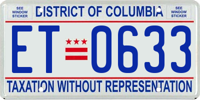 DC license plate ET0633