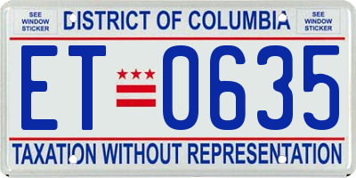 DC license plate ET0635