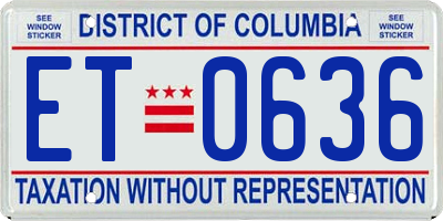 DC license plate ET0636