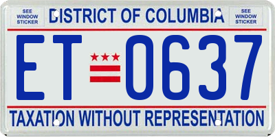 DC license plate ET0637