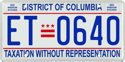 DC license plate ET0640