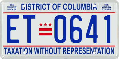 DC license plate ET0641