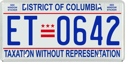 DC license plate ET0642