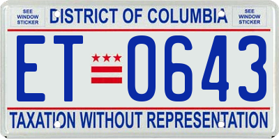 DC license plate ET0643