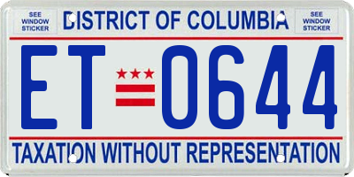 DC license plate ET0644