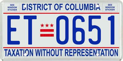 DC license plate ET0651