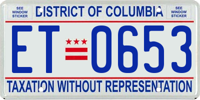 DC license plate ET0653