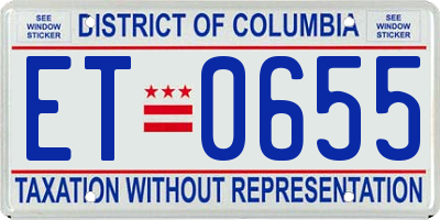 DC license plate ET0655