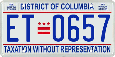 DC license plate ET0657