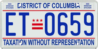 DC license plate ET0659