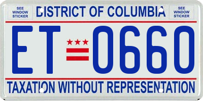 DC license plate ET0660