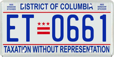 DC license plate ET0661