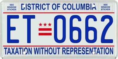 DC license plate ET0662