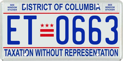 DC license plate ET0663