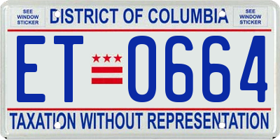 DC license plate ET0664