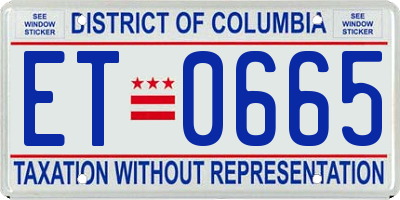 DC license plate ET0665