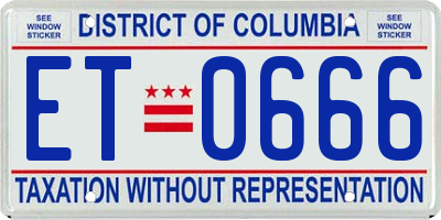 DC license plate ET0666