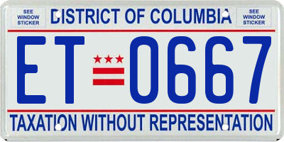 DC license plate ET0667