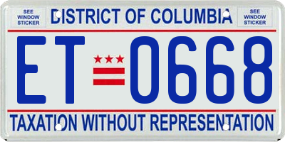 DC license plate ET0668