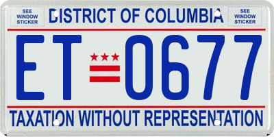 DC license plate ET0677