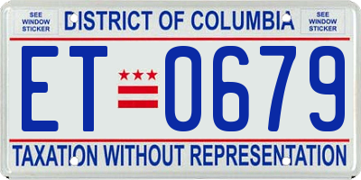 DC license plate ET0679