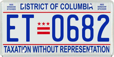 DC license plate ET0682