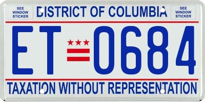 DC license plate ET0684