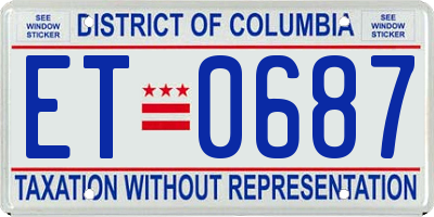 DC license plate ET0687